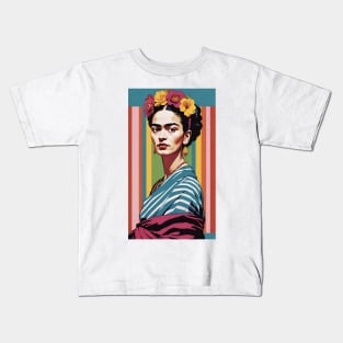 Frida's Striped Spectrum: Colorful Illustration Kids T-Shirt